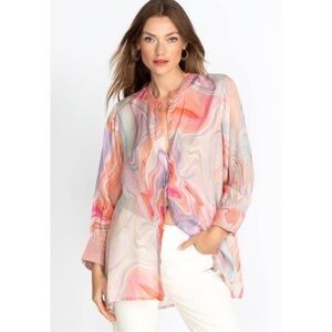NWT Johnny Was 100% Silk Laguna Vesper Voyager Tunic Blouse Medium